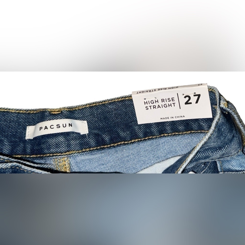 Pacsun NEW High Rise Straight Leg Two Tone Jeans Size 27 - Picture 3 of 6